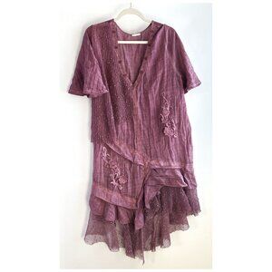 Vintage Victorian Boho Tunic Blouse with Embroidered and Lace Embellishments